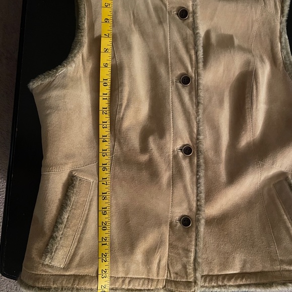 Eddie Bauer Washable Suede Vest Faux Fur Lining XL - Picture 15 of 16